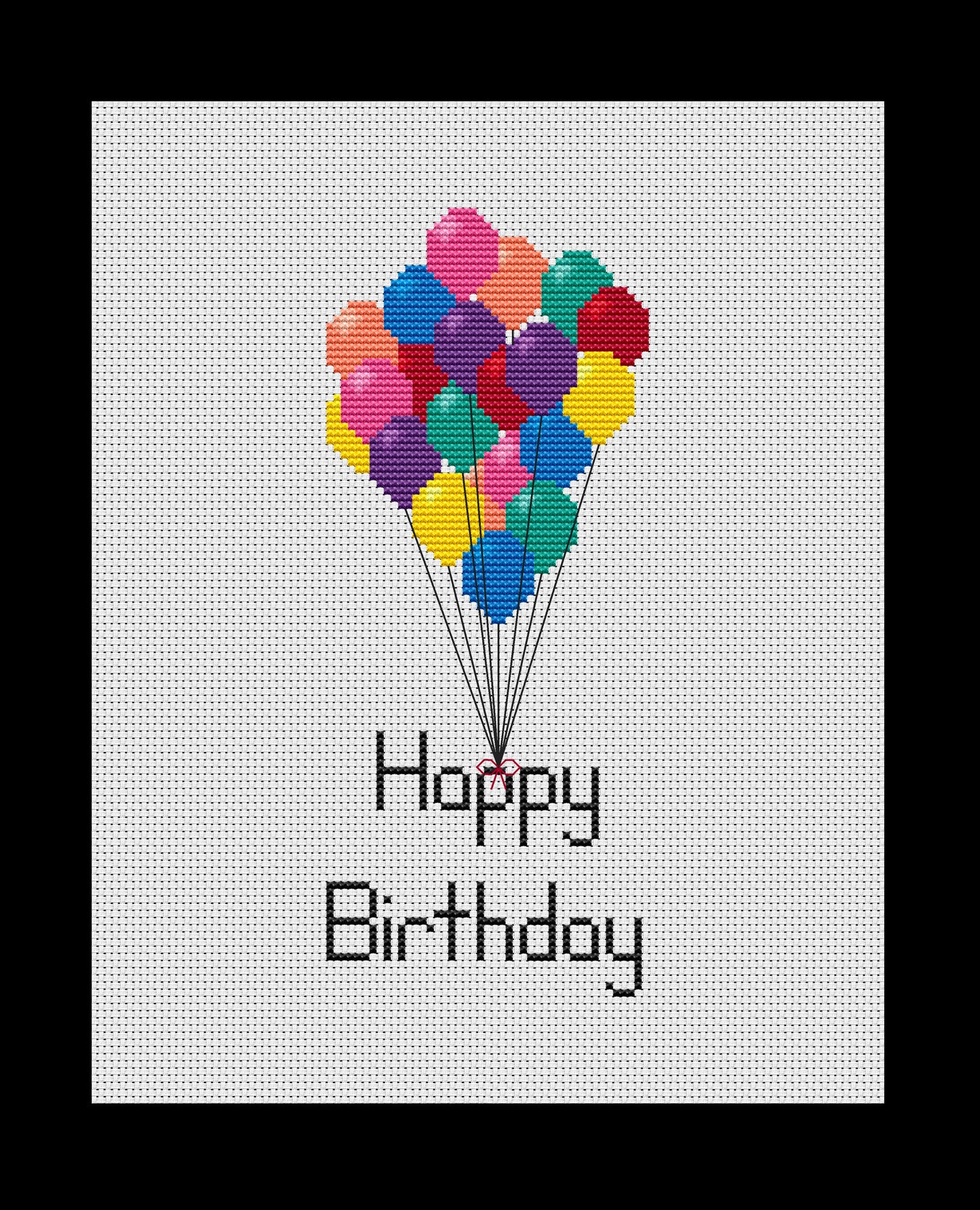 Happy Birthday Balloons Cross-stitch, Made-To-Order