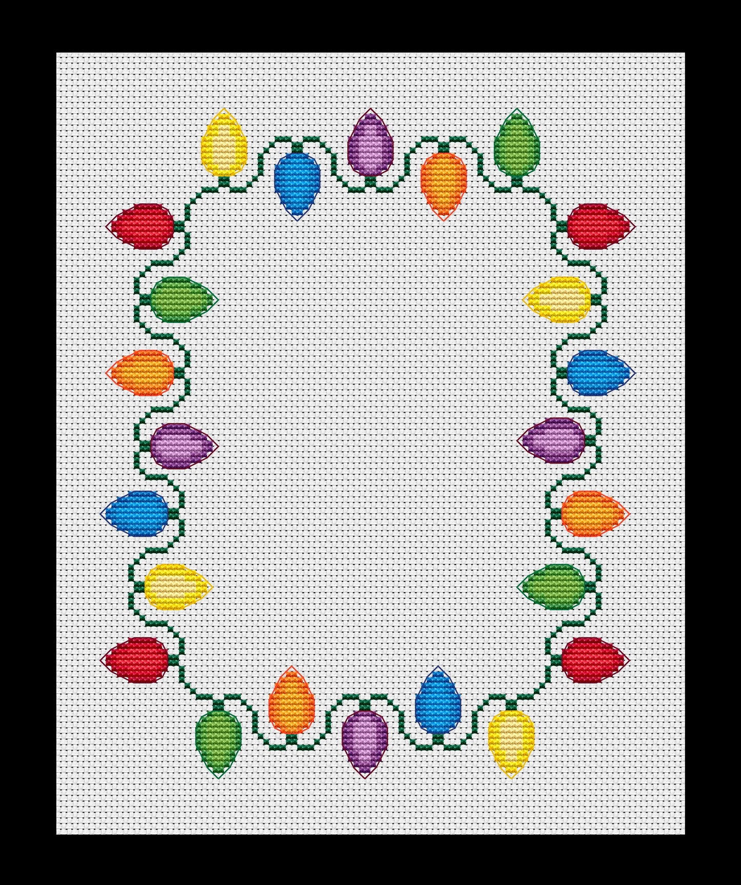Christmas Lights Border Cross-stitch, Made-To-Order