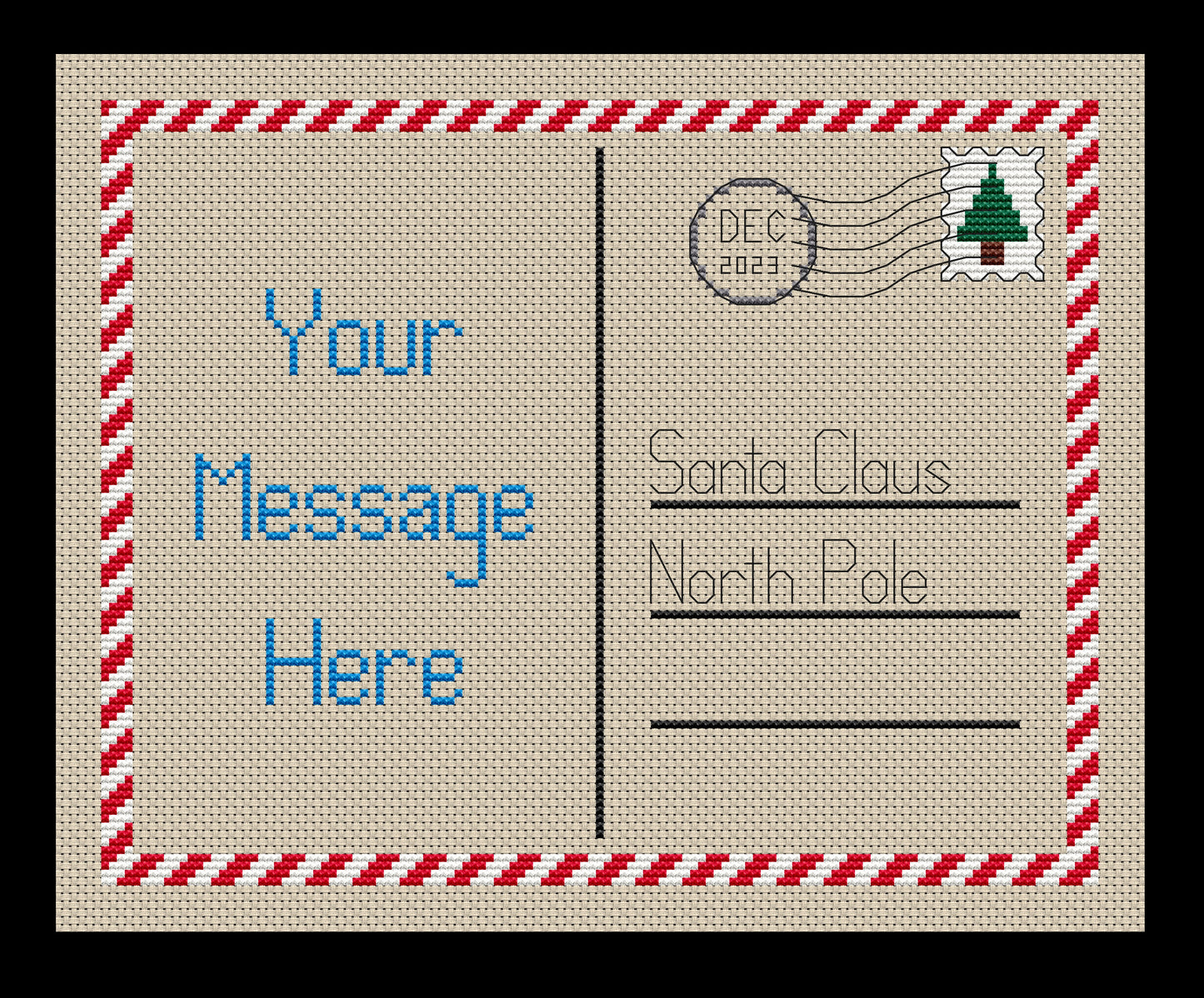 Christmas Postcard To Santa Cross-stitch, Made-To-Order