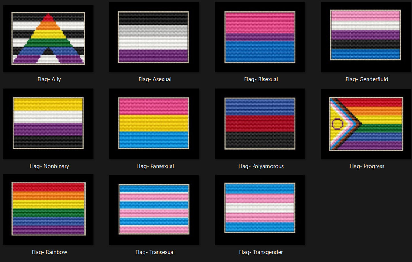 LGBTQ+ Pride Flags (Your Choice) Cross-stitch, DIY Kit