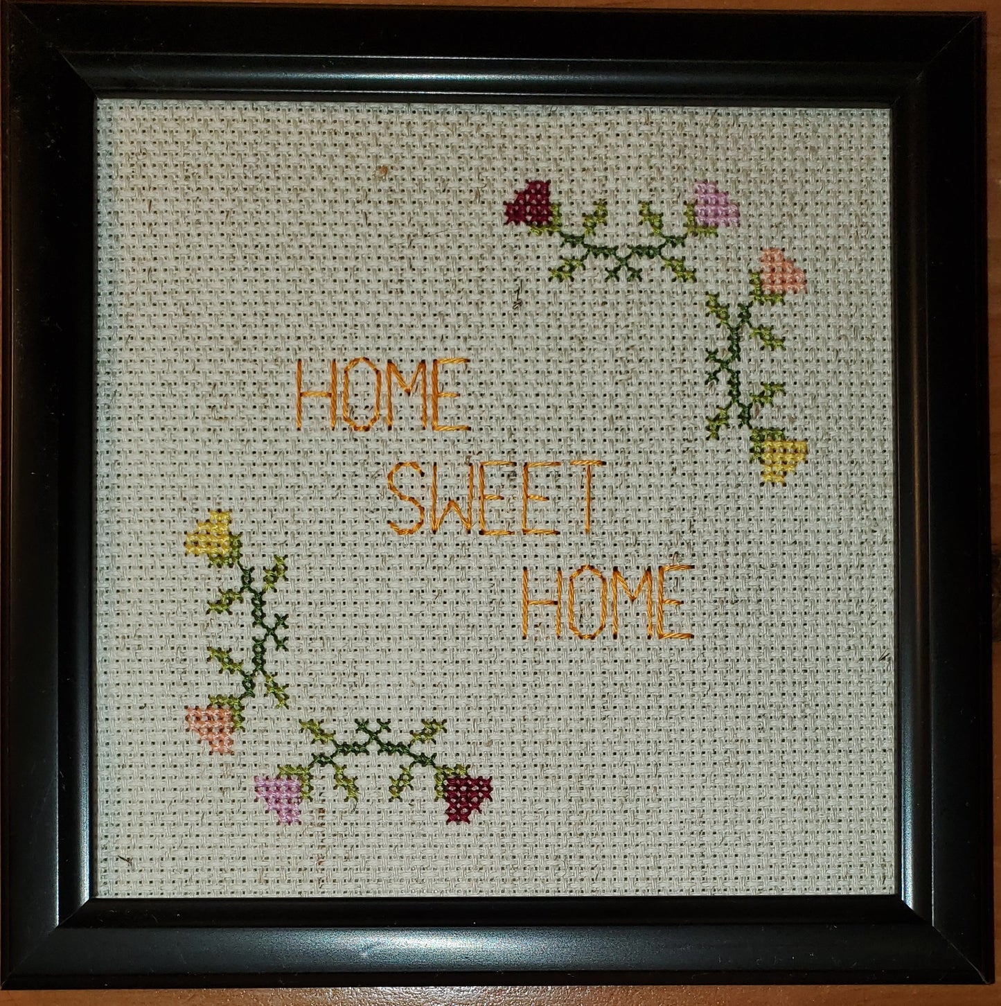 Flower Border "Home Sweet Home" Cross-stitch, DIY Kit