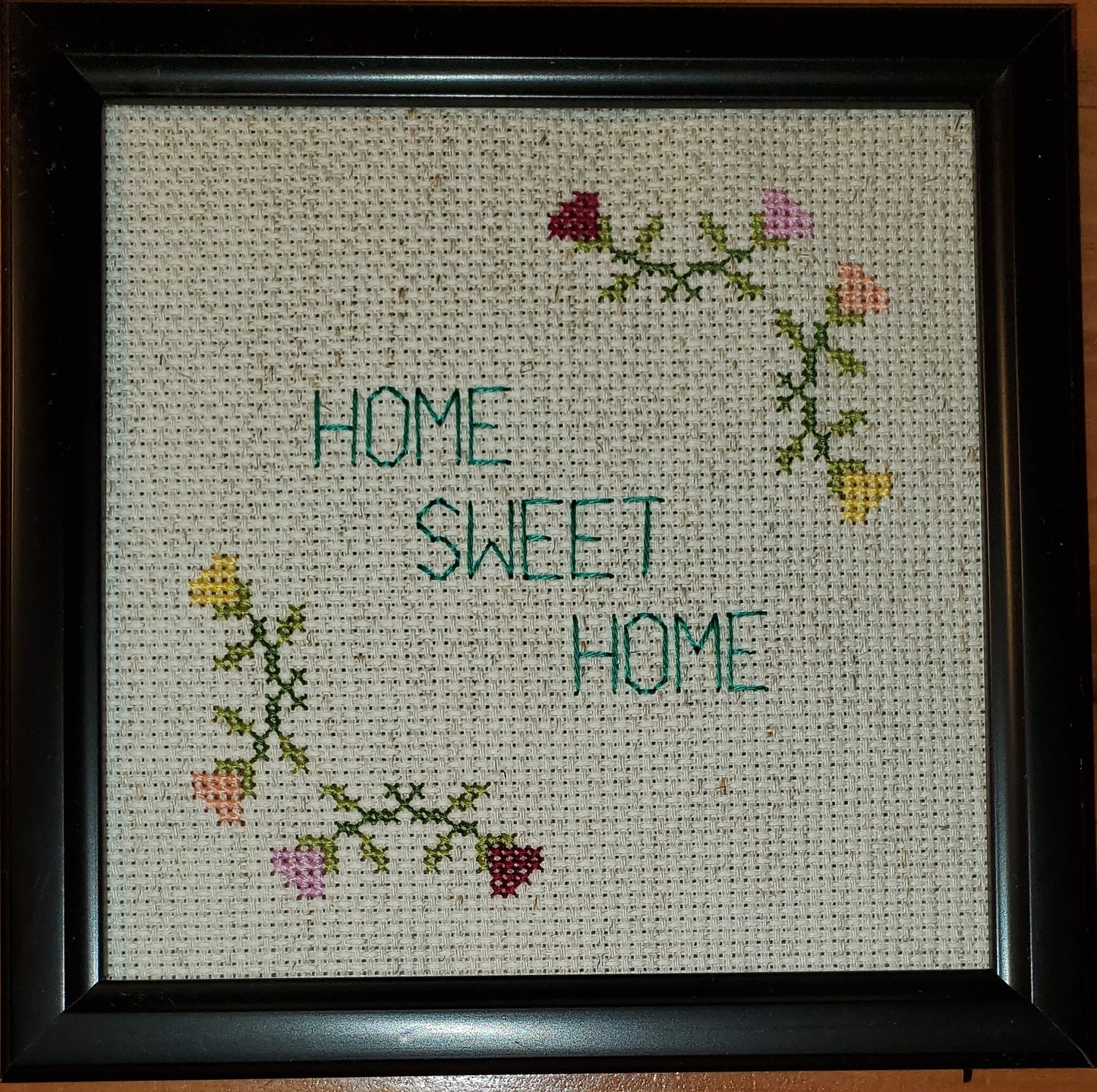Flower Border "Home Sweet Home" Cross-stitch, DIY Kit