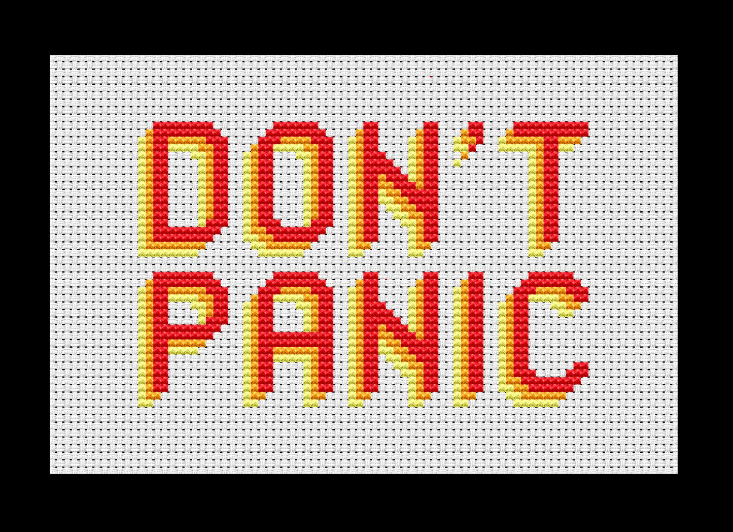 Don't Panic Phrase Cross-stitch, Made-To-Order (The Hitchhiker's Guide To The Galaxy)