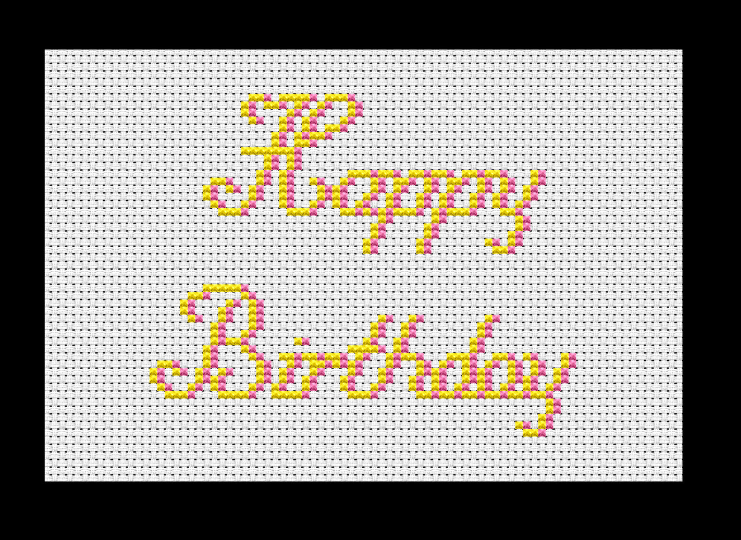 Happy Birthday Script Cross-stitch, Made-to-Order