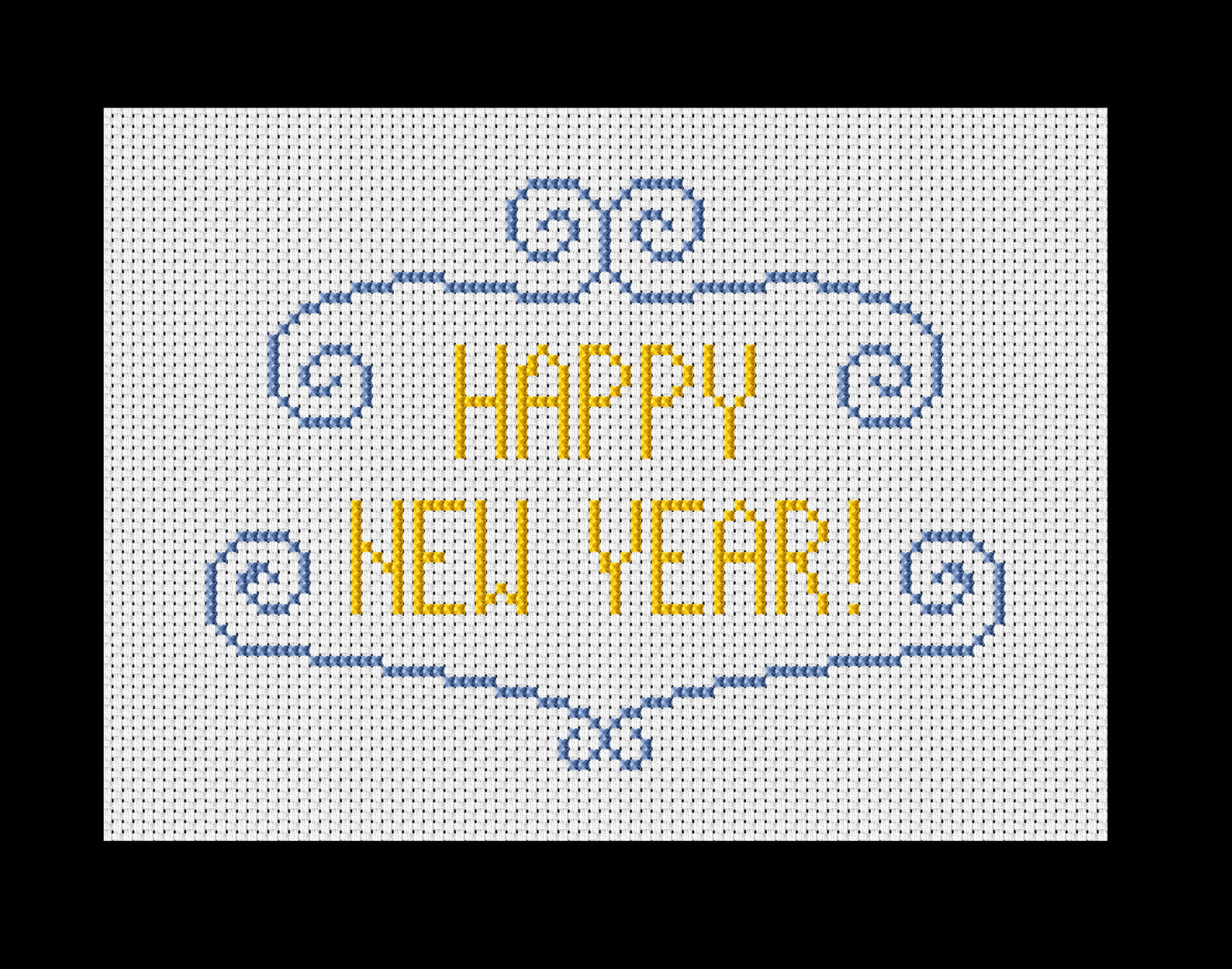 Happy New Year Scroll Cross-stitch, Made-To-Order