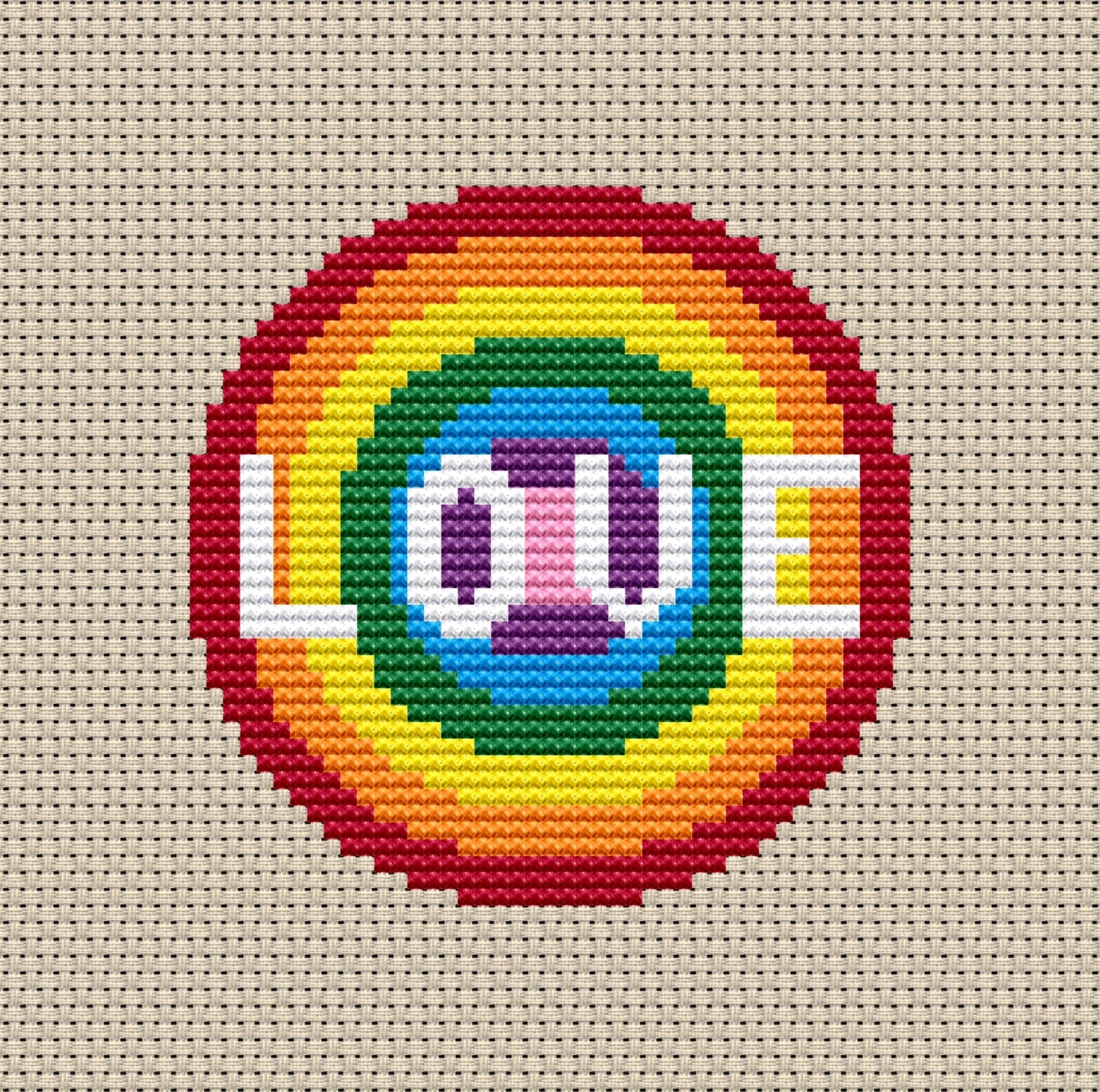 Rainbow Love Circle Cross-stitch, DIY Kit