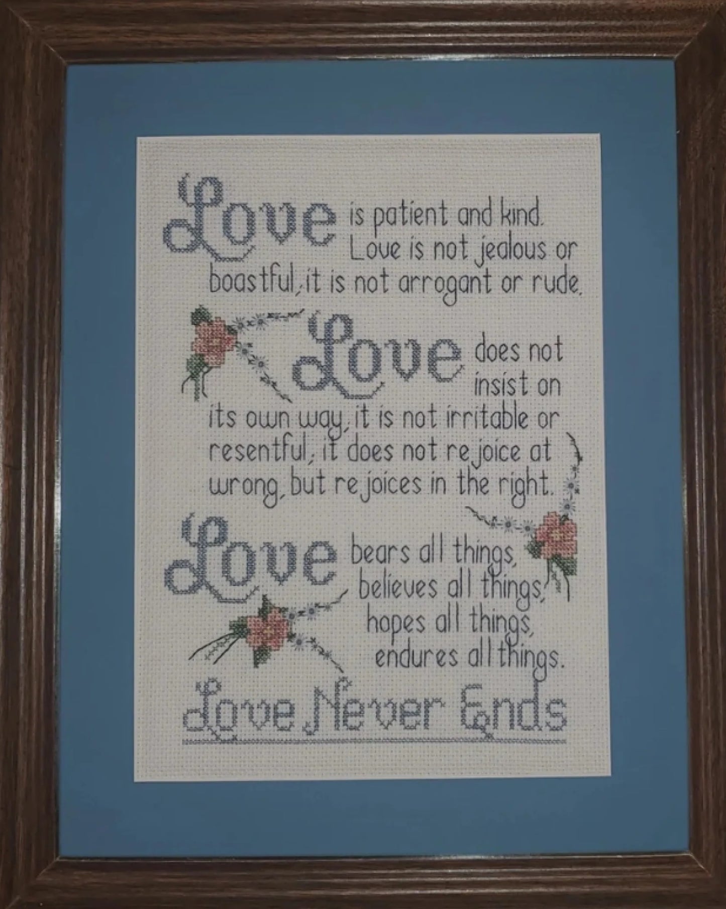 Love Never Ends Cross-stitch, Ready To Ship