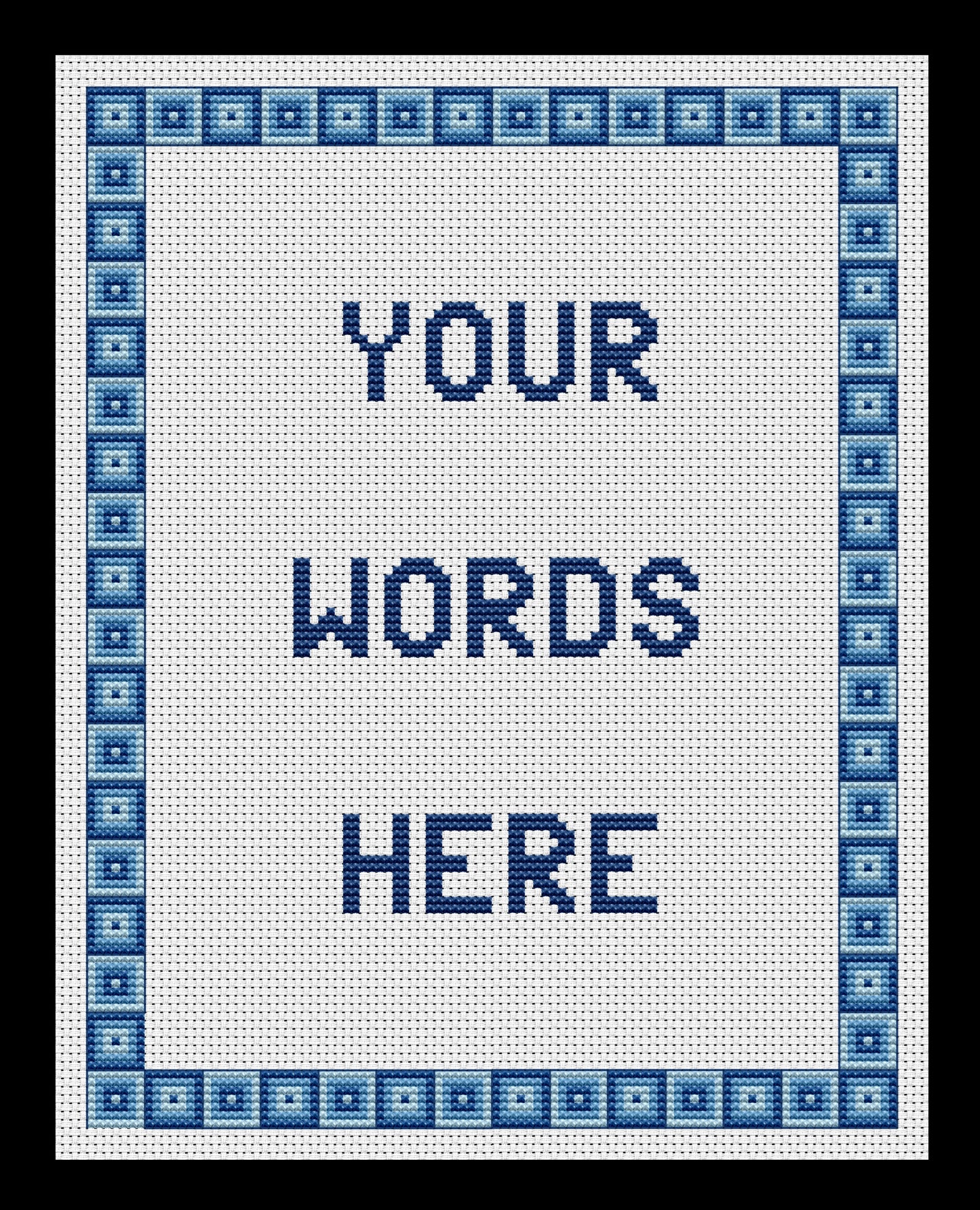Nestled Squares Border Cross-stitch, Made-to-Order