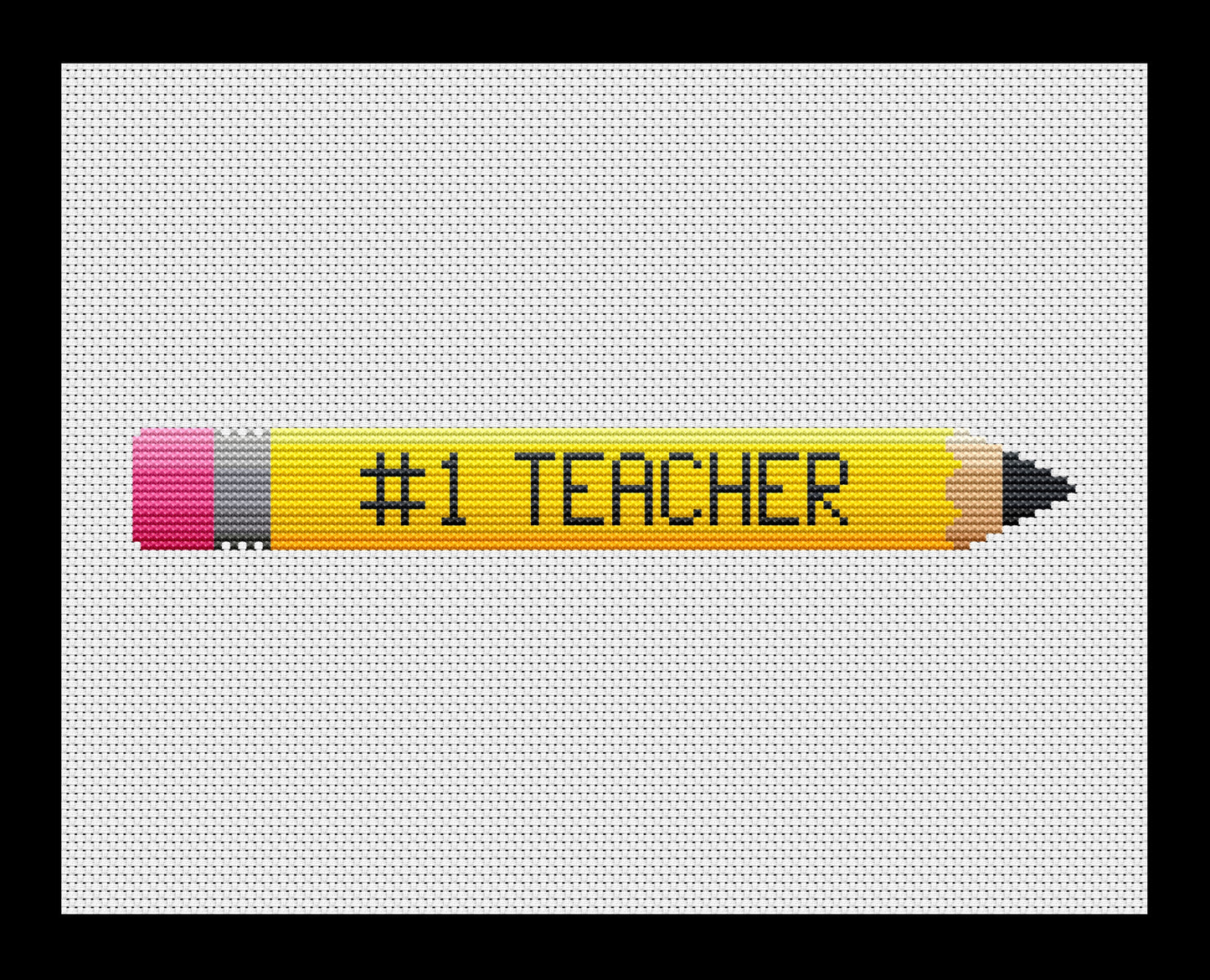 Number One Teacher Pencil Cross-stitch, Made-to-Order