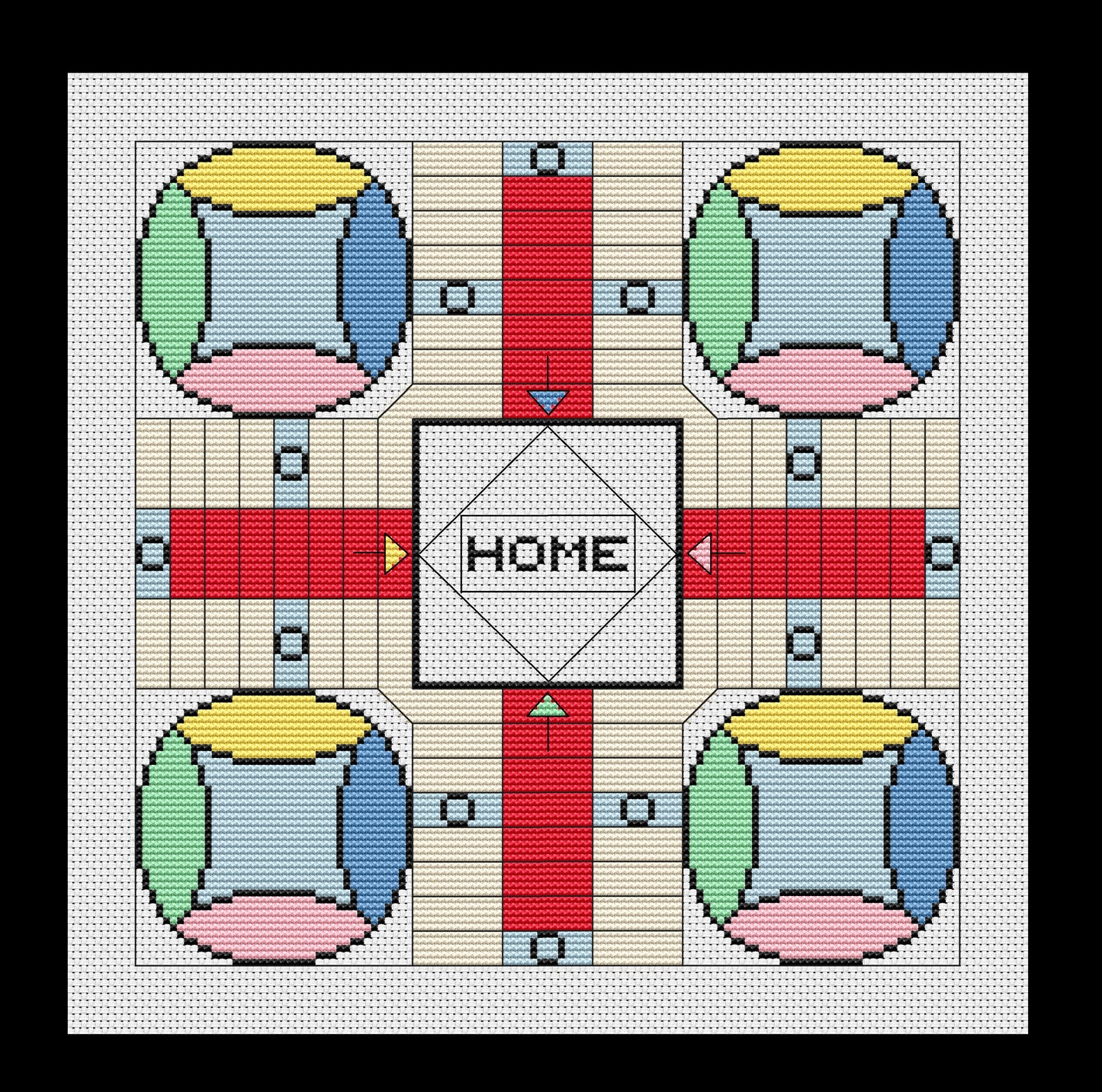 Parcheesi Game Board Cross-stitch, Made-To-Order