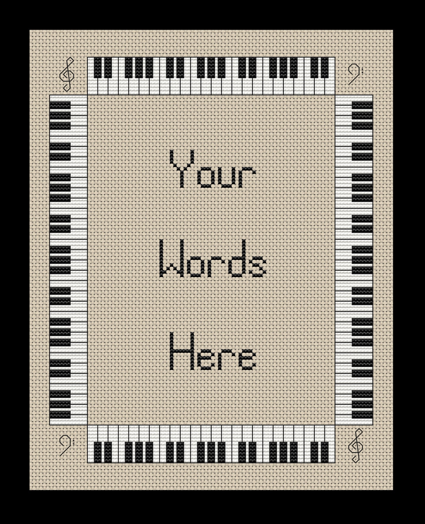 Piano Keys Border Cross-stitch, Made-to-Order