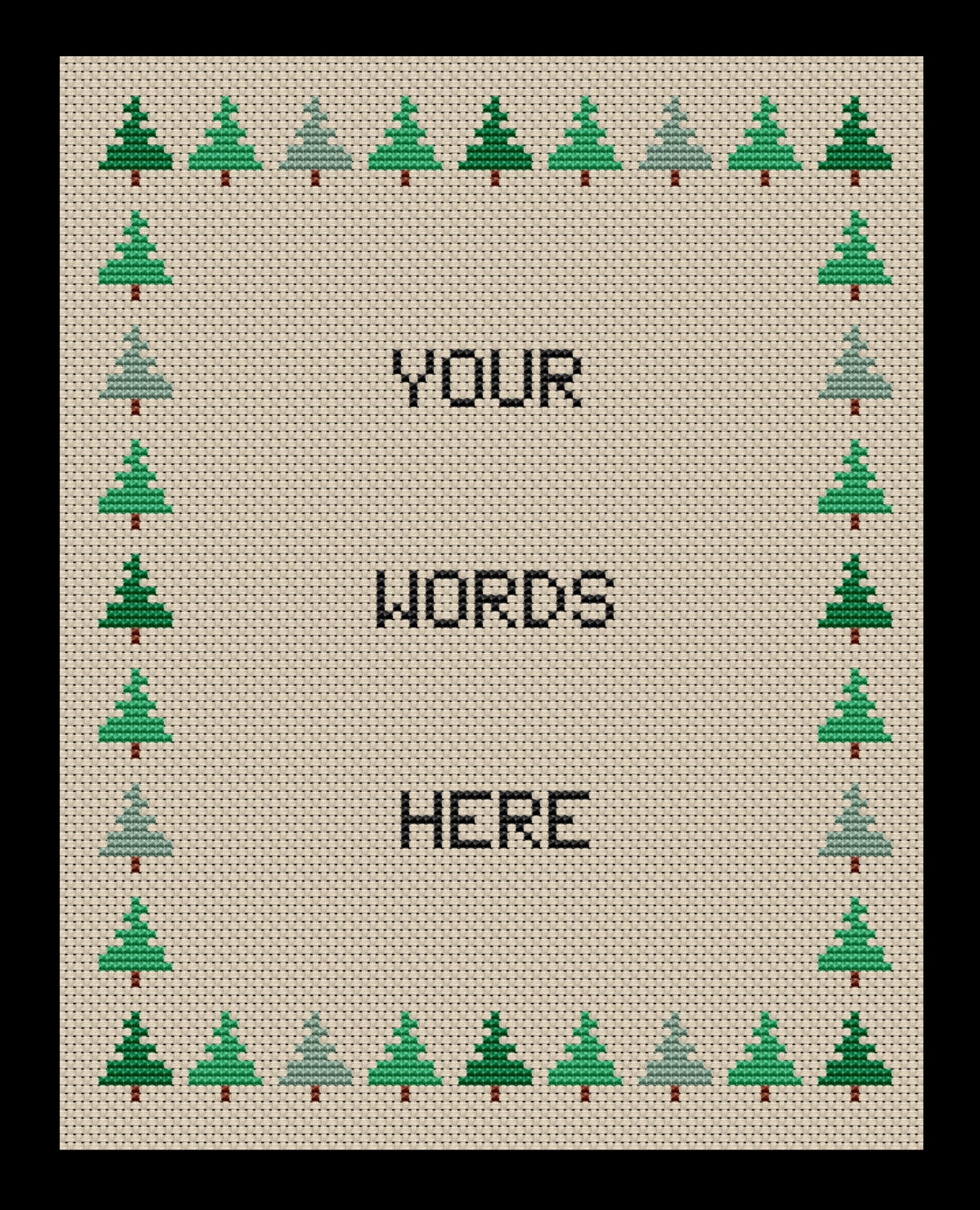 Pine Trees Variation Border Cross-stitch, Made-to-Order