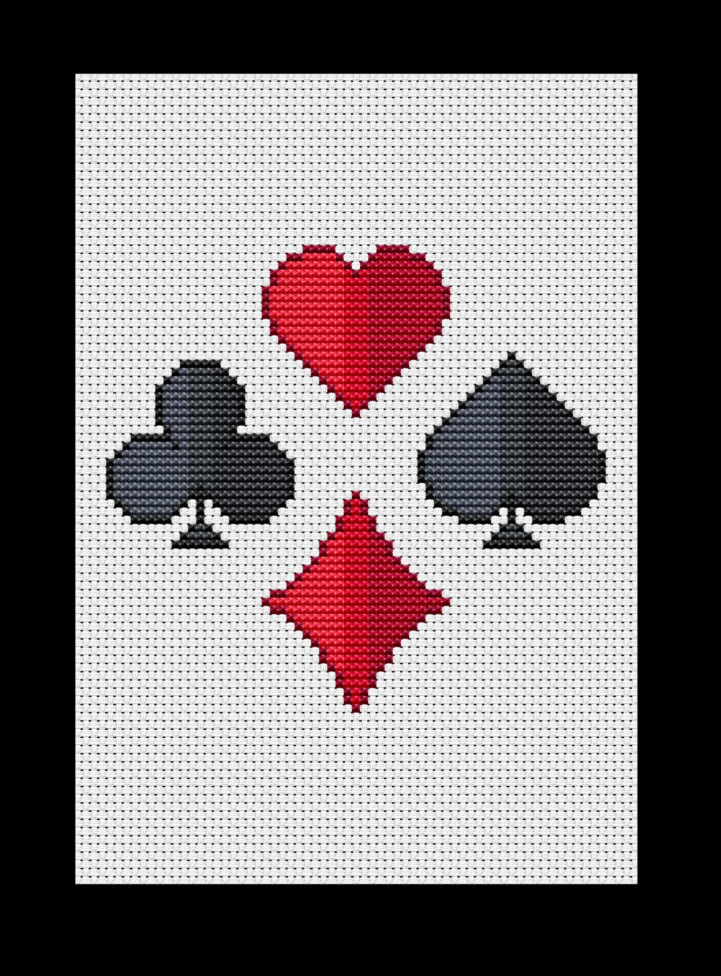 Poker Card Suits Cross-stitch, Made-to-Order