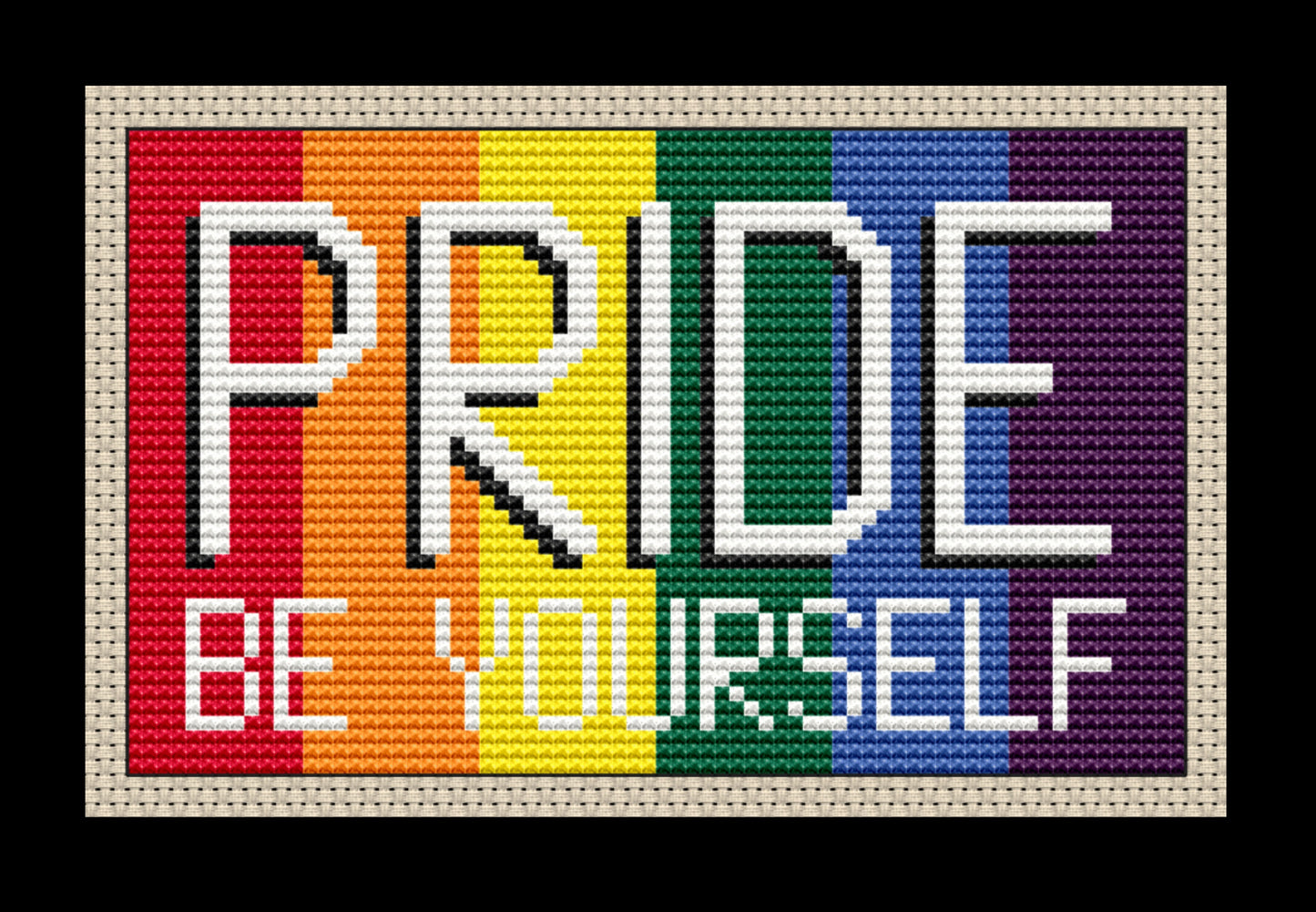LGBTQ+ Pride Flag "Be Yourself" Cross-stitch, Made-to-Order