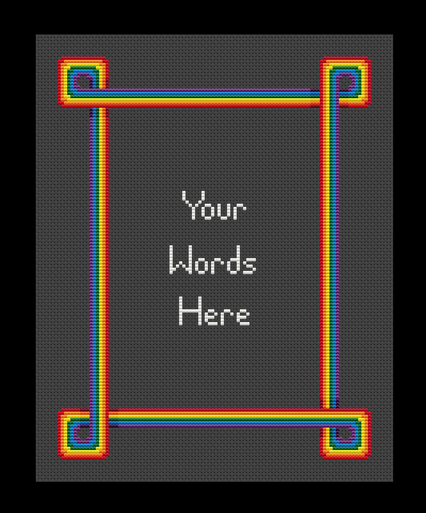 Rainbow Border Cross-stitch, Made-to-Order