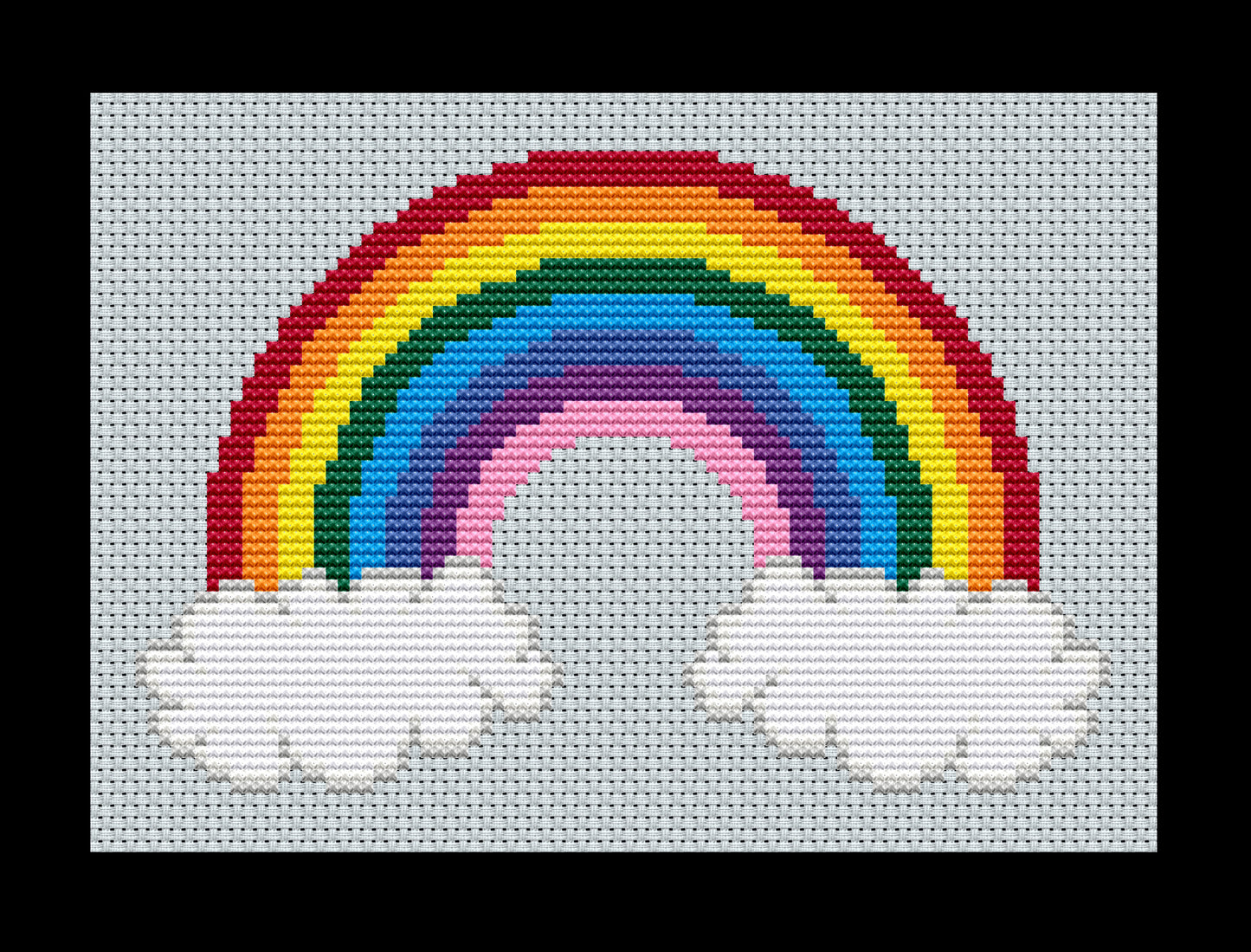 Rainbow and Clouds Cross-stitch, Made-to-Order