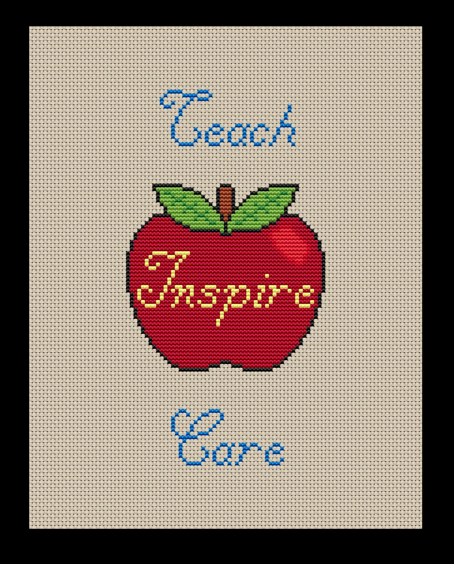 Teach, Inspire, Care Cross-stitch, Made-to-Order