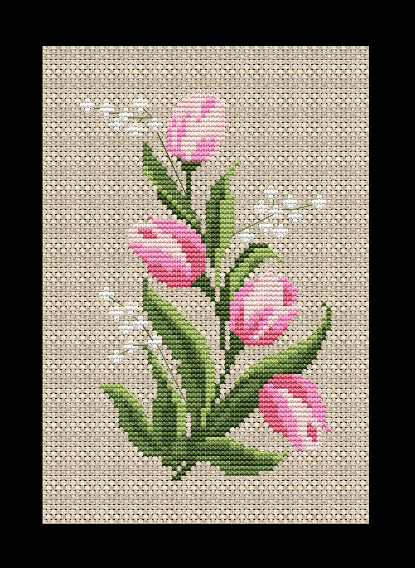 Tulips Cross-stitch, DIY Kit