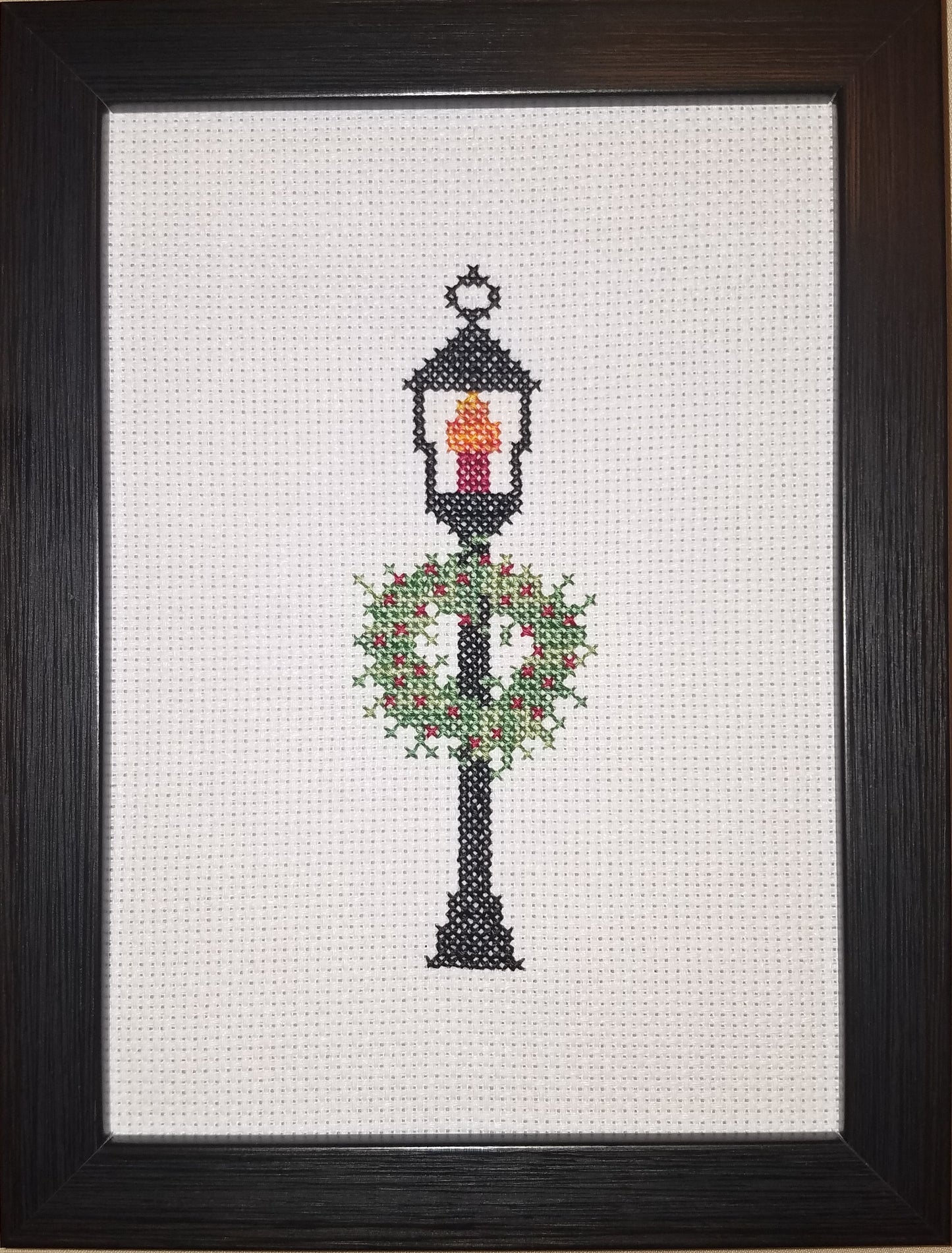 Christmas Lamp Cross-stitch, Ready To Ship