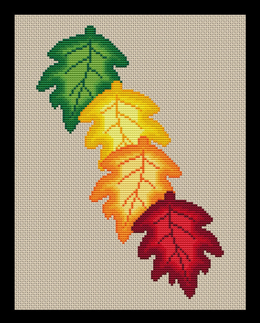 Autumn Leaves Cascade Cross-stitch, Made-To-Order