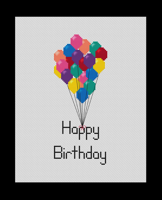 Happy Birthday Balloons Cross-stitch, DIY Kit