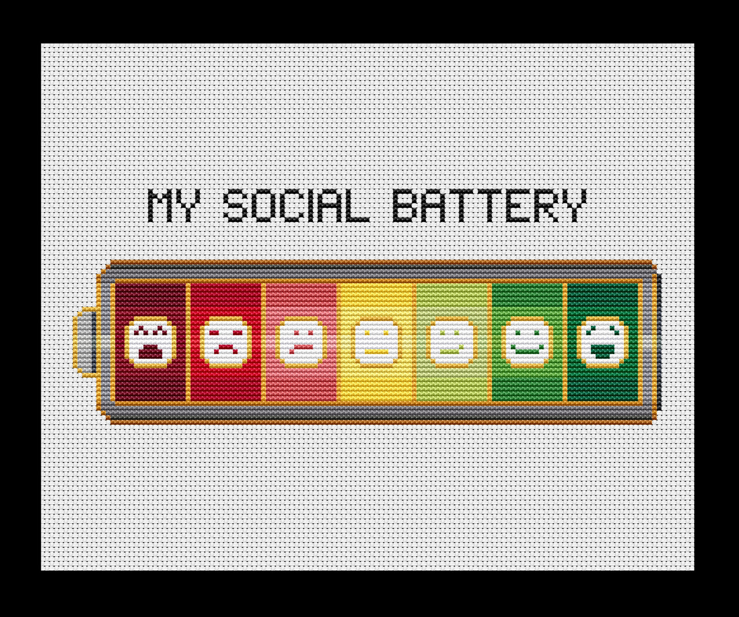 Social Battery Cross-stitch, Made-to-Order