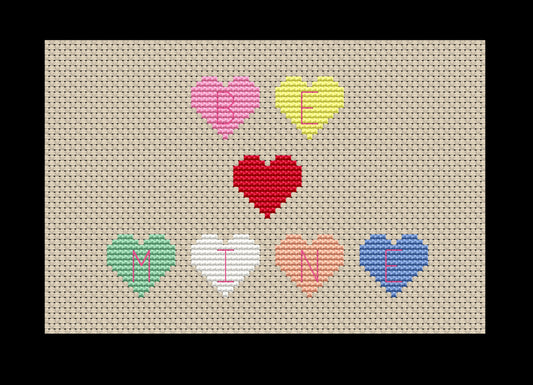 Valentine "Be Mine" Hearts Cross-stitch, Made-To-Order