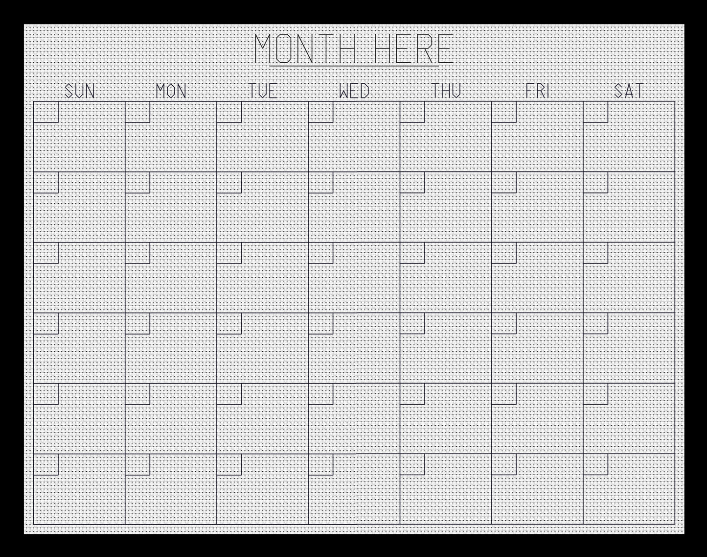 Blank Monthly Reusable Calendar Cross-stitch, Made-to-Order
