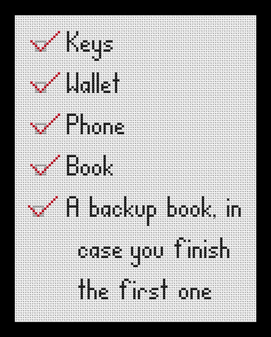 Book Lover's Checklist Cross-stitch, Made-To-Order