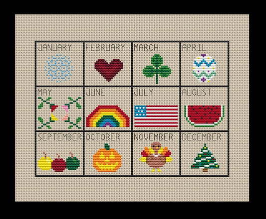 Calendar Cross-stitch, DIY Kit
