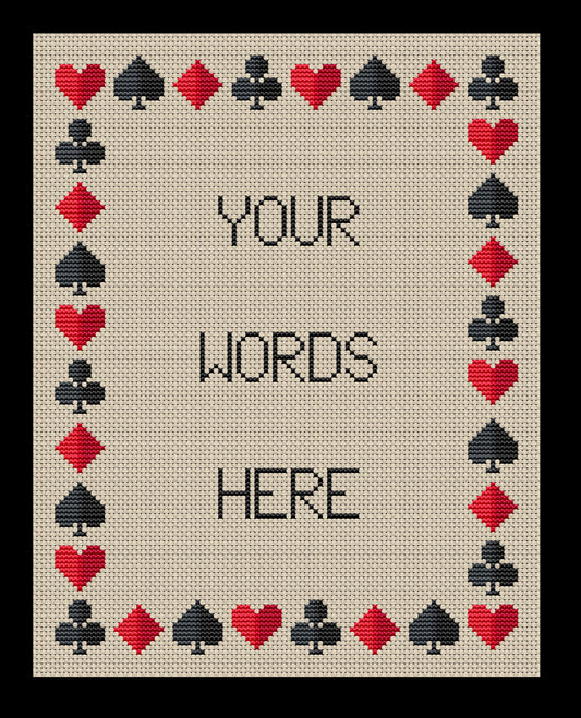 Poker Card Suits Border Cross-stitch, Made-to-Order