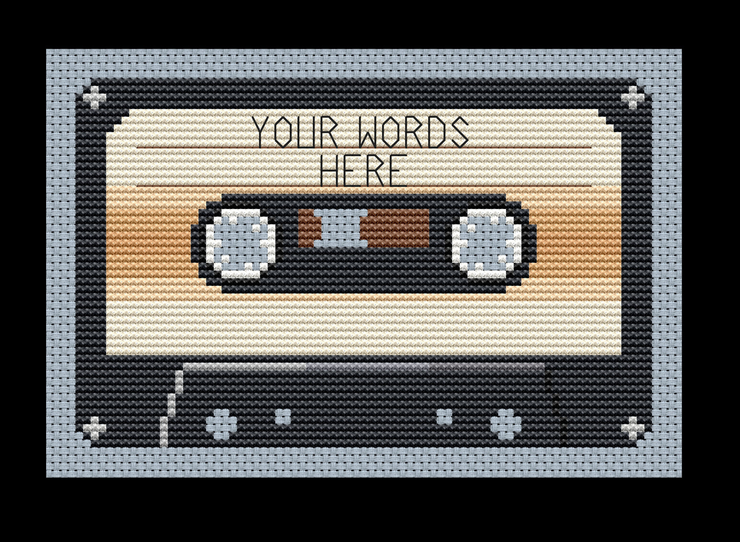 Cassette Tape (Customizable) Cross-stitch, Made-To-Order