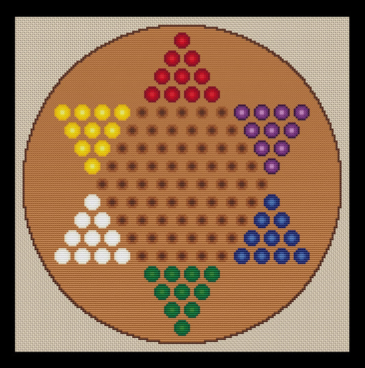 Chinese Checkers Game Board Cross-stitch, Made-To-Order
