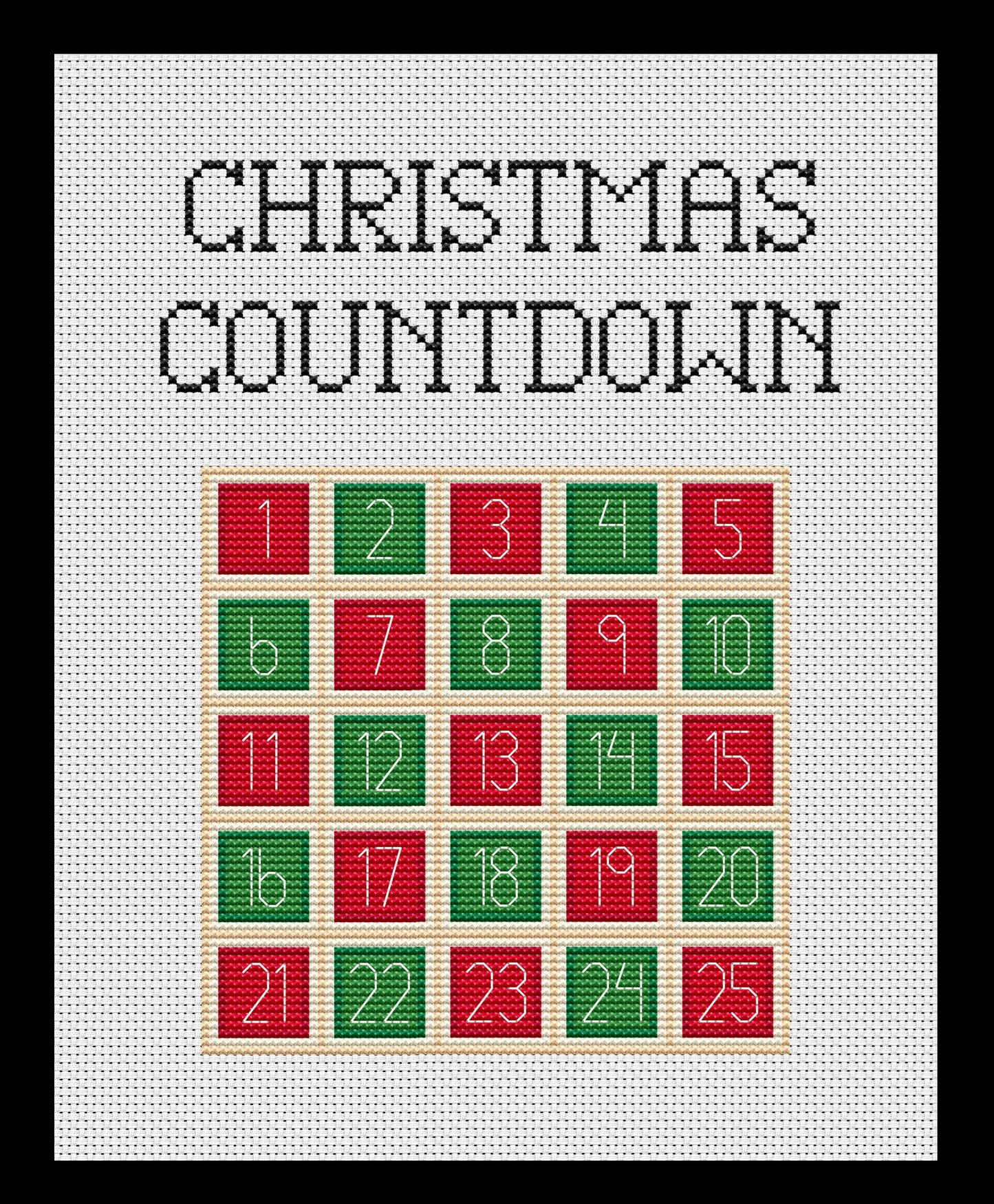 Christmas Calendar Countdown Cross-stitch, Made-To-Order