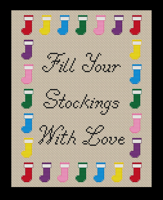 Christmas Stockings Border Cross-stitch, DIY Kit