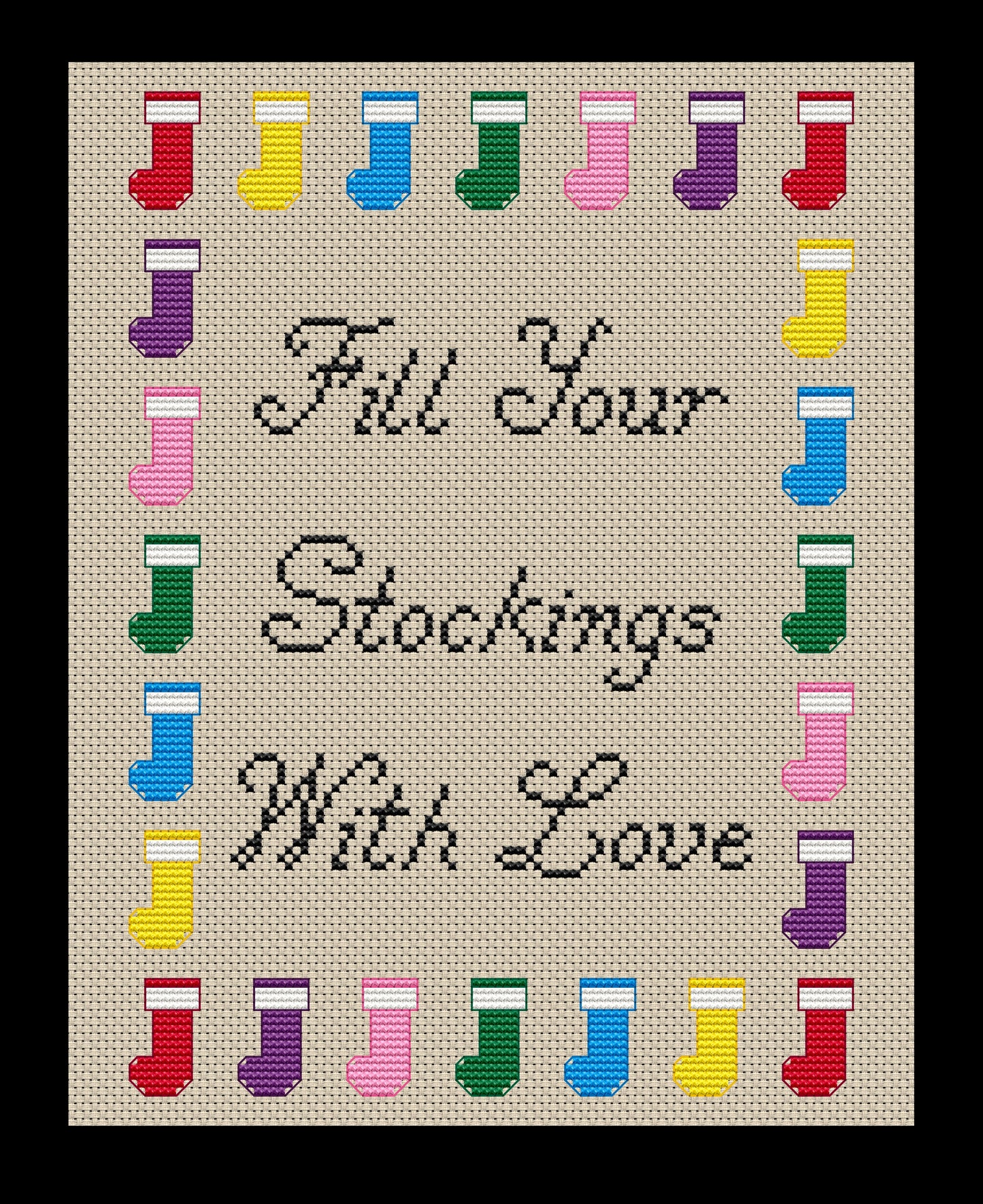 Christmas Stockings Border Cross-stitch, Made-To-Order