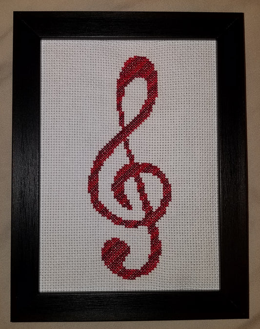 Treble Clef Cross-stitch, Made-to-Order