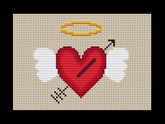Valentine Cupid Heart Cross-stitch, DIY Kit