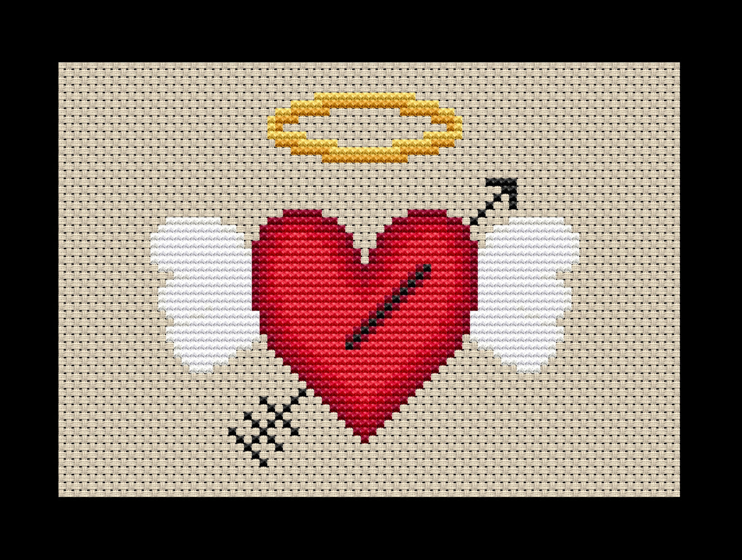 Valentine Cupid Heart Cross-stitch, Made-To-Order