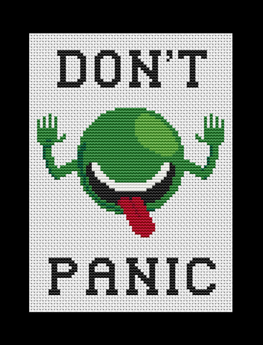Don't Panic Alien Cross-stitch, Made-To-Order (The Hitchhiker's Guide To The Galaxy)