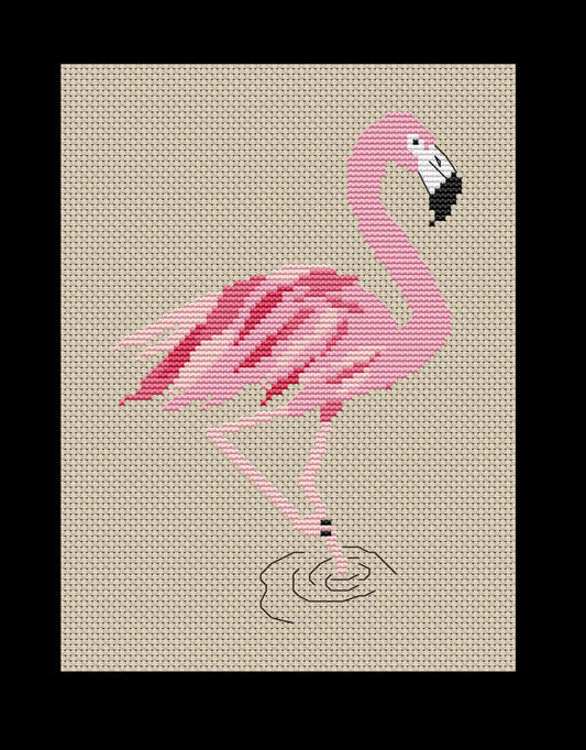 Flamingo Cross-stitch, DIY Kit