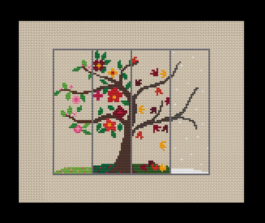 Four Seasons Tree Cross-stitch, Made-To-Order