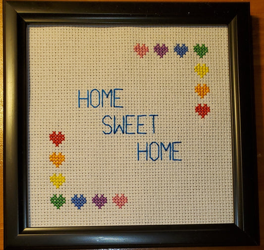 Rainbow "Home Sweet Home" Cross-stitch, Made-to-Order