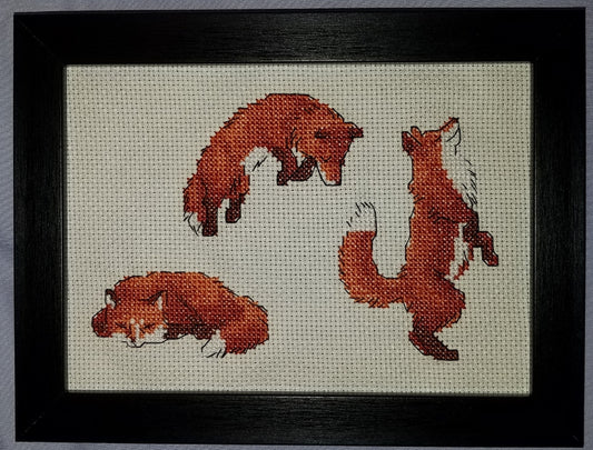 Fox Trio Cross-stitch, Made-To-Order
