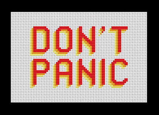 Don't Panic Phrase Cross-stitch, Made-To-Order (The Hitchhiker's Guide To The Galaxy)