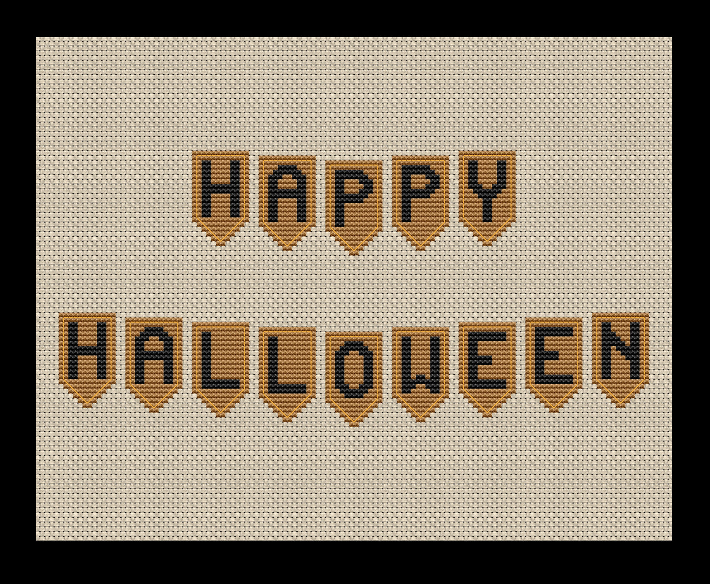 Happy Halloween Banner Cross-stitch, Made-To-Order