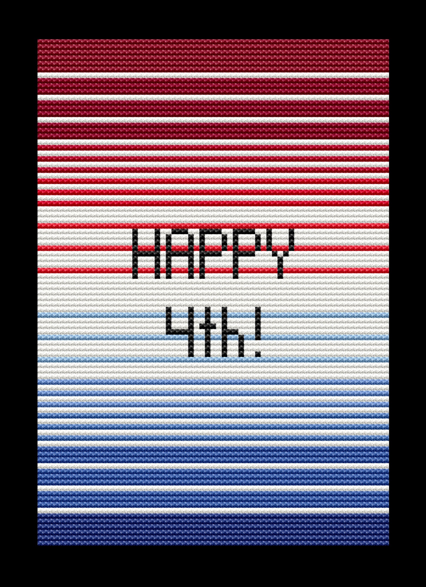 Happy 4th Gradient Cross-stitch, Made-To-Order