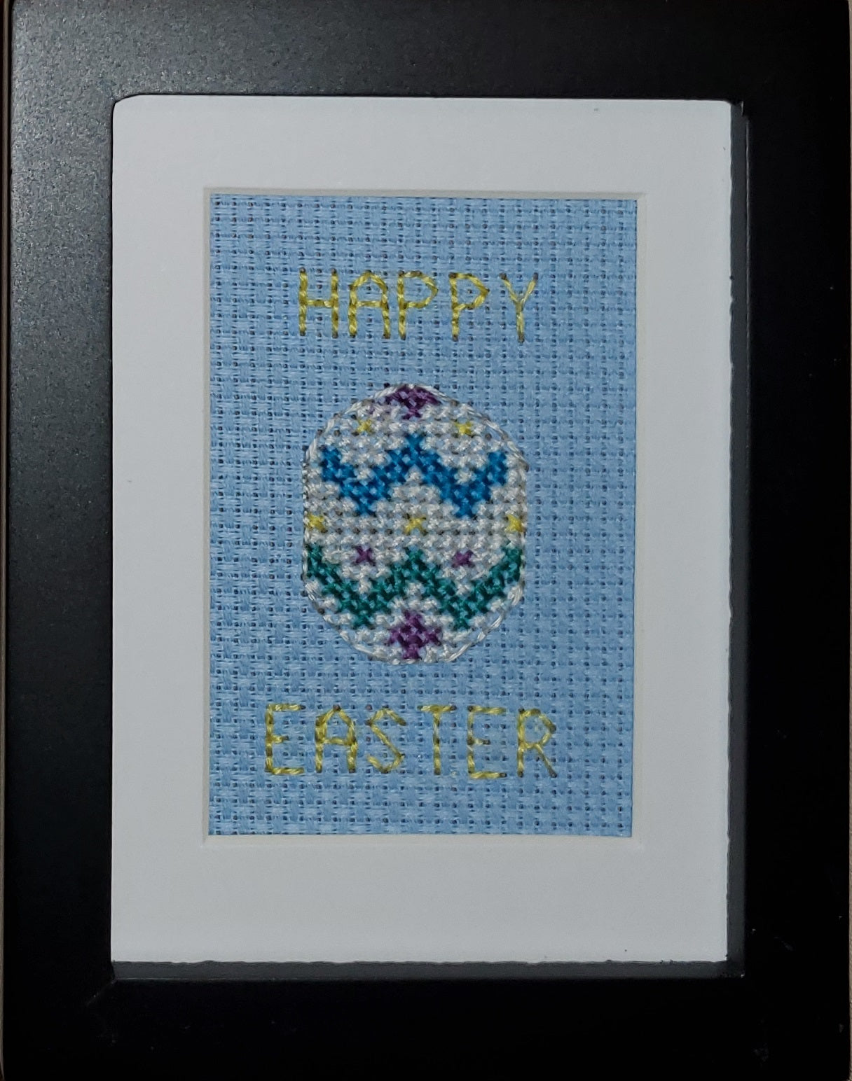 Happy Easter Mini Egg Cross-stitch, Ready To Ship