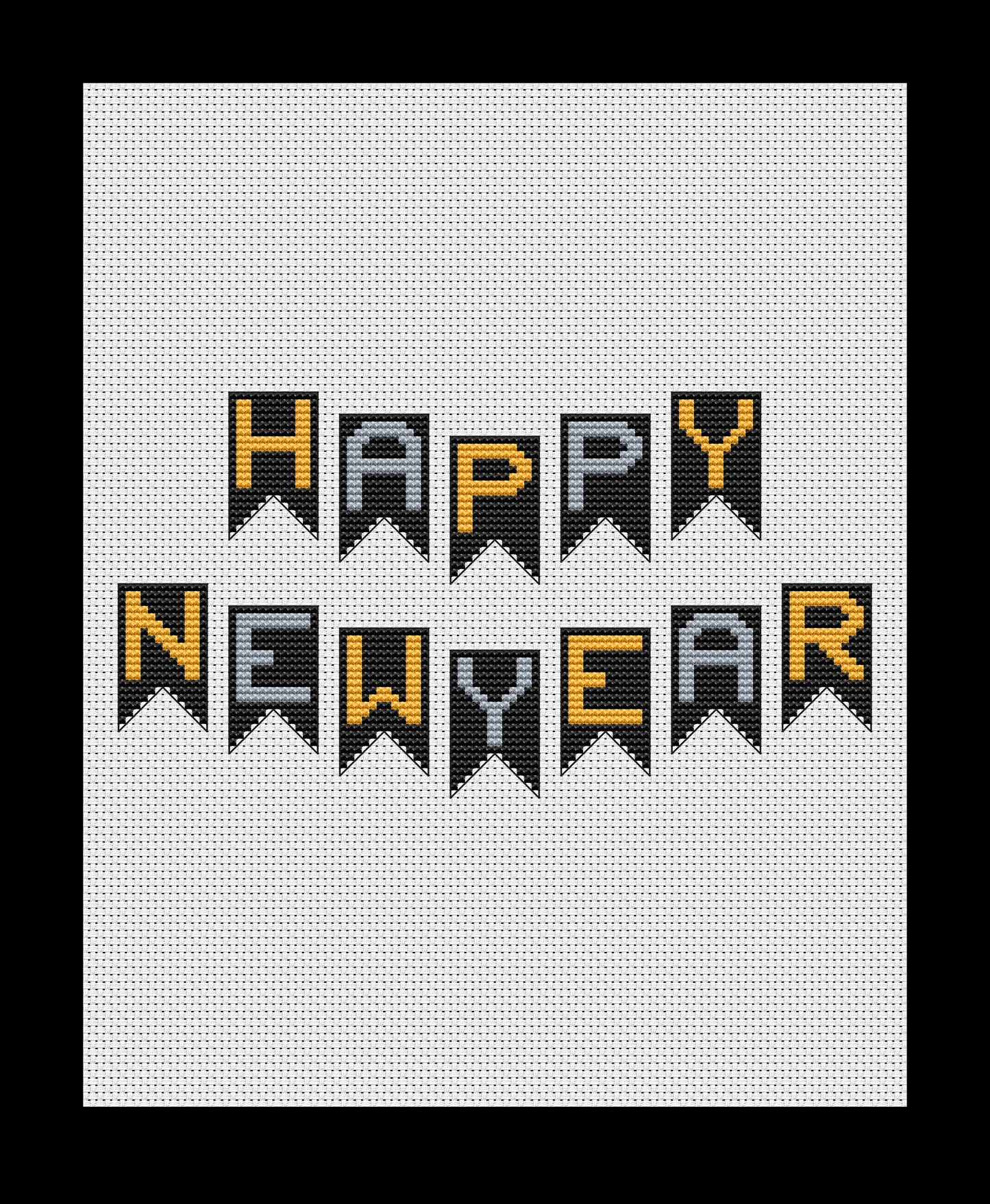 Happy New Year Banner Cross-stitch, Made-To-Order