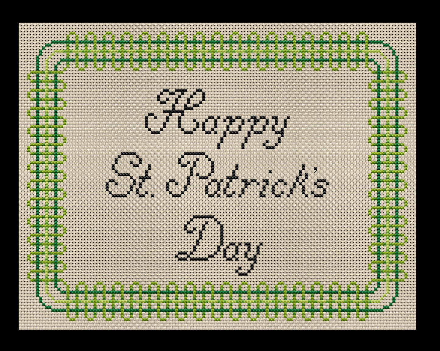 Happy St. Patrick's Day Border Cross-stitch, Made-to-Order